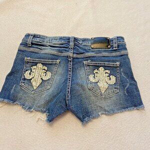 RED RIVET womens Jr Cut off Jeans SHORTS Sz 7 Pockets Embellishments countrycore